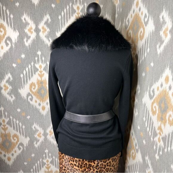 Ralph Lauren Black Cashmere Lamb Shearling Collar Cardigan Sweater - Picture 7 of 16